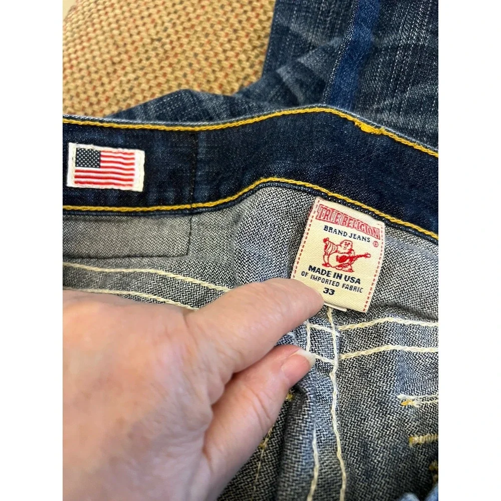True Religion Jeans Mens 33 Ricky Straight VINTAGE Shallowmaker Skull MAD859F83